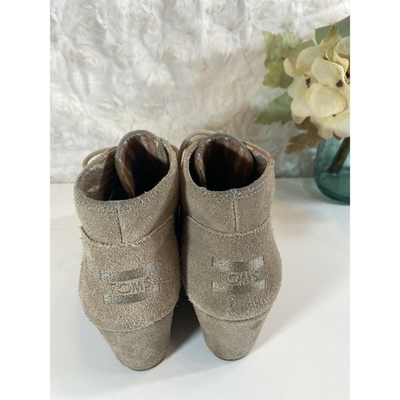 Toms Desert Wedge Women's Sz 7.5 Taupe Beige Suede - Picture 4 of 8